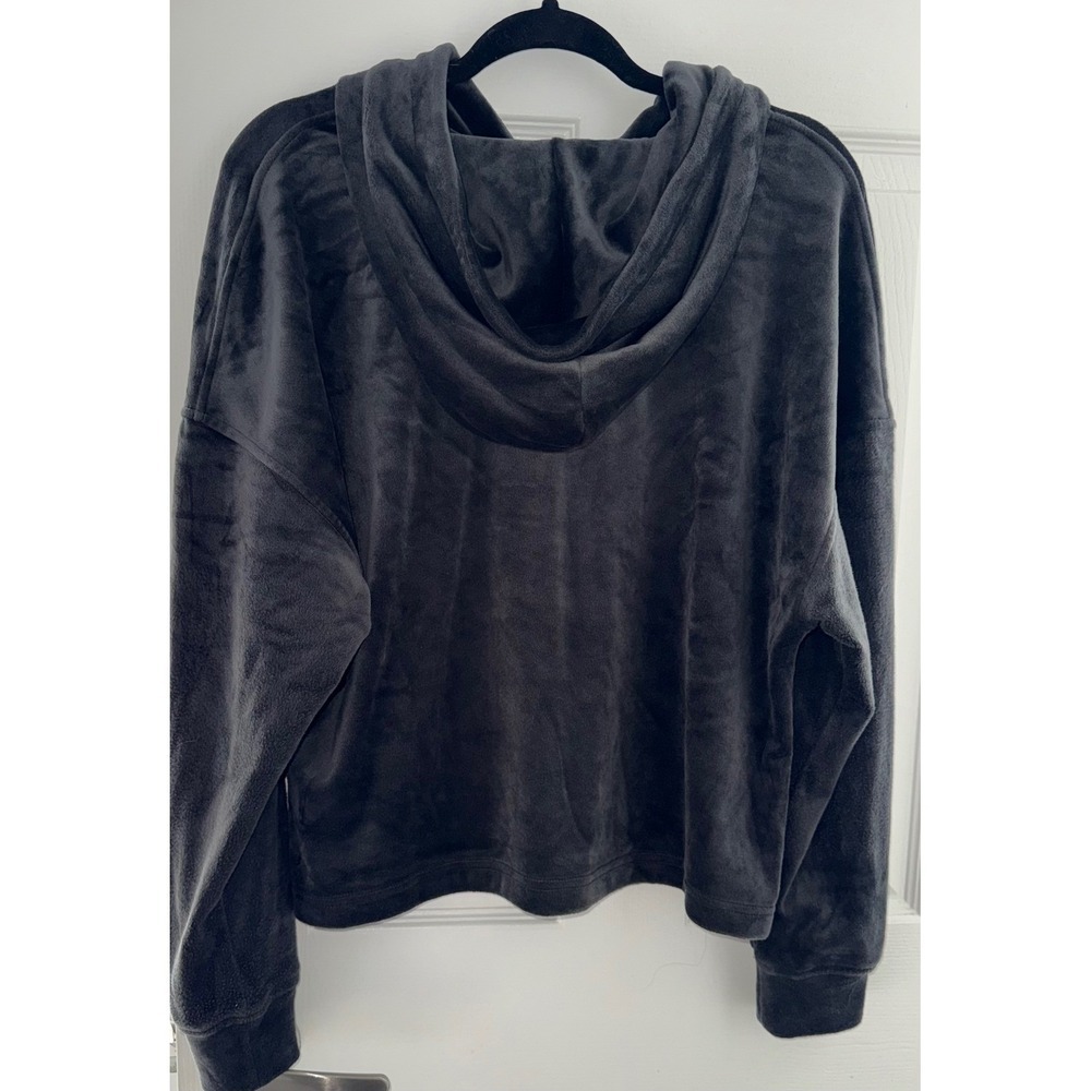 UGG Velour Hoodie Charcoal Gray Oversized Lounge Sweatshirt Women's Medium - Picture 8 of 9